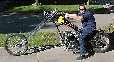 Keith Barnett sitting on his awesome Honda 750 Chopper