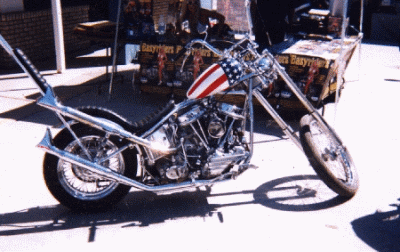 Captain America bike at Easyriders Booth Sturgis '97